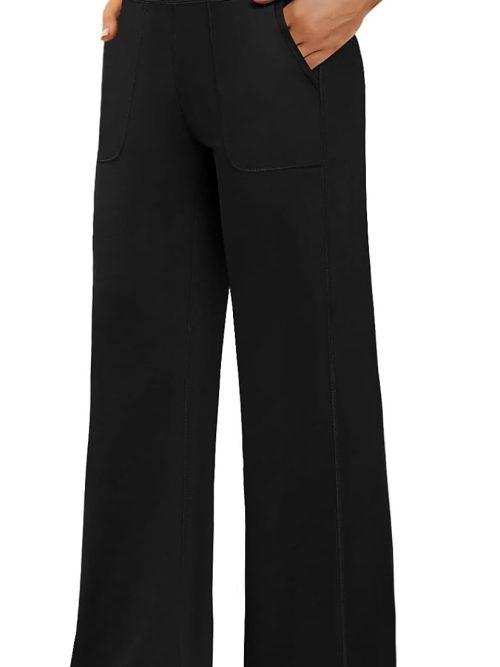 Yoga Pants Women Wide Leg Pants High Waist Stretch Dress Loose Casual Lounge Sweatpants with Pockets