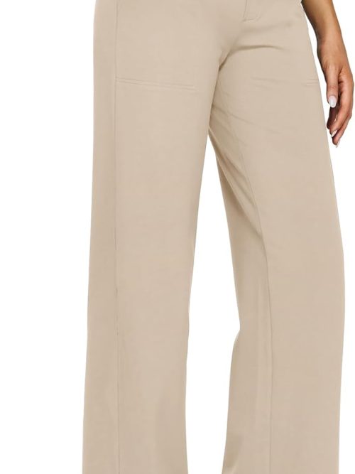 Yoga Pants Women Wide Leg Pants with Pockets High Waist Stretch Dress Casual Sweatpants Petite/Regular/Tall
