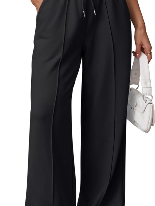 Womens Wide Leg Sweatpants High Waisted Baggy Pants Fashion Teen Girl Drawstring Athletic Joggers