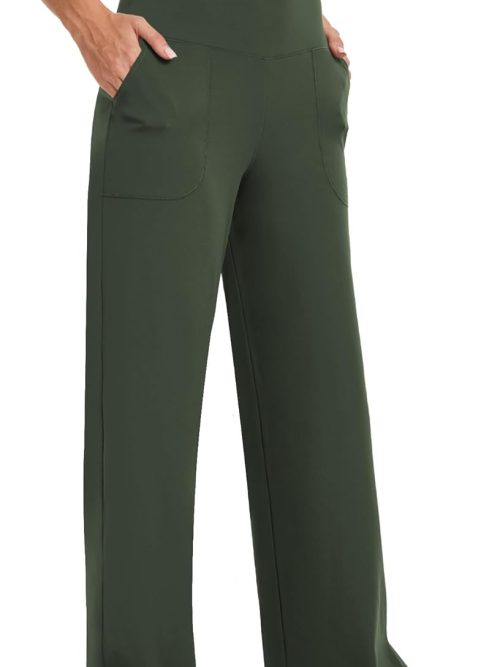 Wide Leg Pants Woman High Waist Yoga Pants with Pockets Loose Stretch Dress Work Sweatpants Casual Lounge