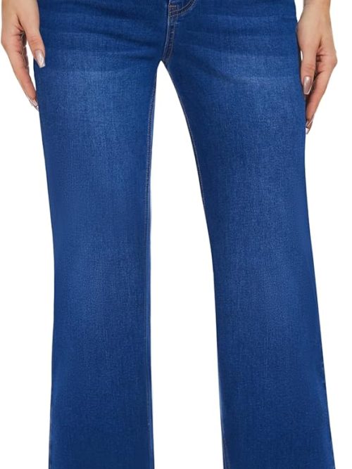 Women's High Waisted Wide Leg Baggy Stretch Denim Jeans