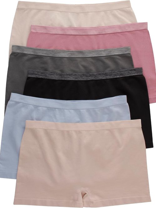 Women's Seamless Underwear Pack, Comfort Flex Fit Bikini Boyshort or Thong Panties, 6-Pack